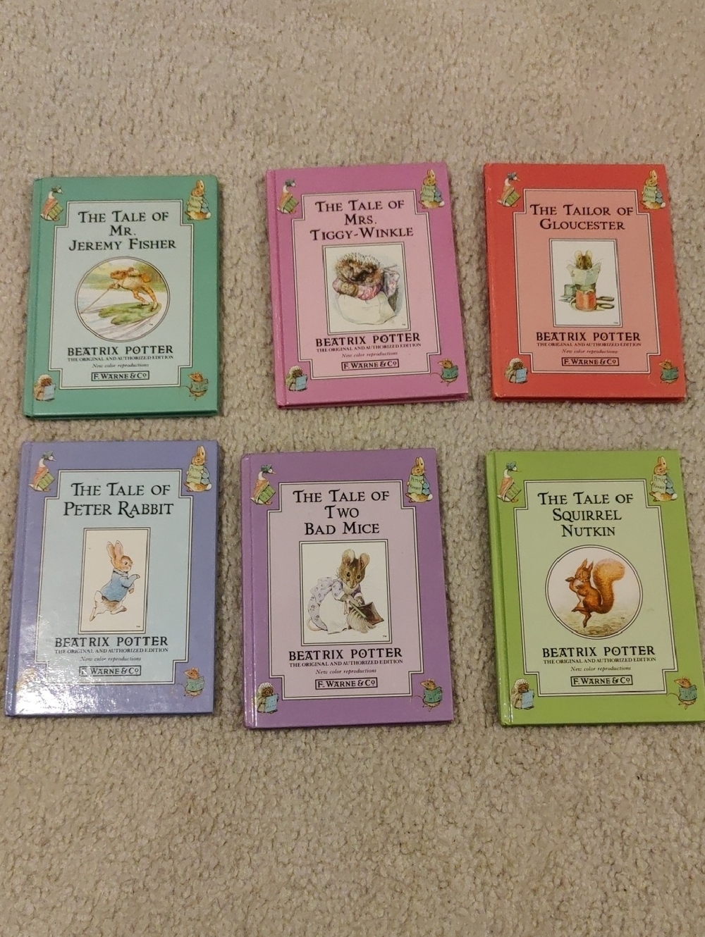 Lot of 6 Beatrix Potter Colored Hardcover Books F. Warne & Co Kids Youth Read Y2